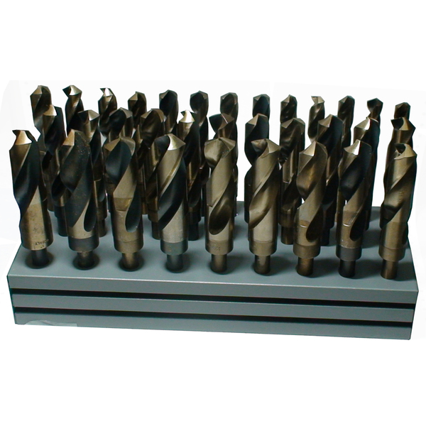 Drill America 1/2"-1"x64ths 33Pc. Cobalt Reduce Shank Drill Bit Set, Shank Size: 1/2" DWD833SD-CO-SET